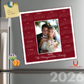 2026 Red Photo Magnetic Calendar Holiday Card
