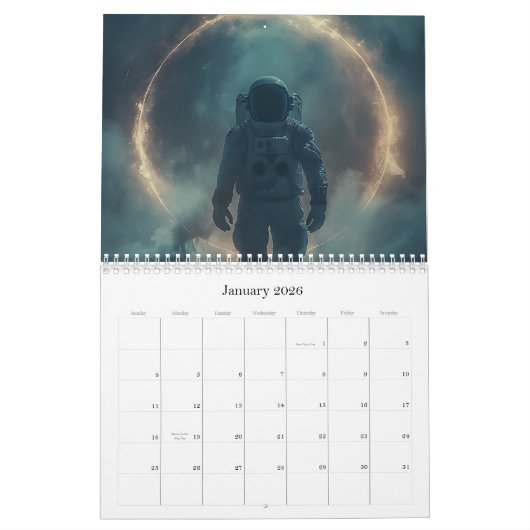 2026 Retro Space Art Calendar カレンダー (1月 2026)