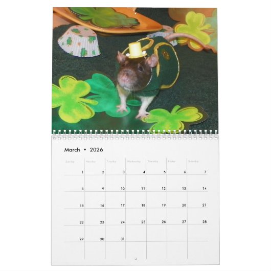 2026 Rodent Reader Calendar H カレンダー (3月 2026)