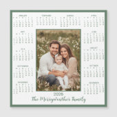 2026 Sage Green Photo Magnetic Calendar (正面)