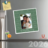 2026 Sage Green Photo Magnetic Calendar Holiday