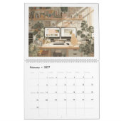 2026 Scandinavian Office Cats Wall Calendar カレンダー (2月 2027)