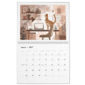 2026 Scandinavian Office Cats Wall Calendar カレンダー (3月 2027)