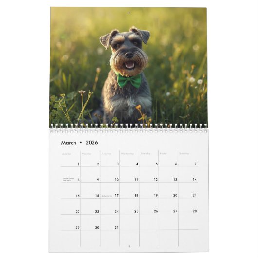 2026 Schnauzer 12-Month Wall Calendar カレンダー (3月 2026)
