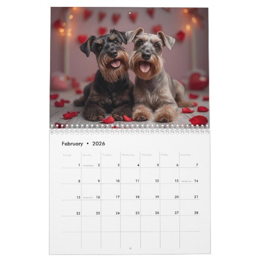 2026 Schnauzer 12-Month Wall Calendar カレンダー (2月 2026)