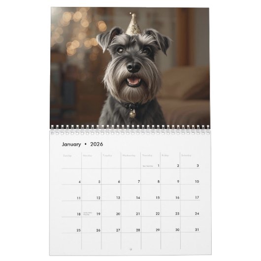 2026 Schnauzer 12-Month Wall Calendar カレンダー (1月 2026)