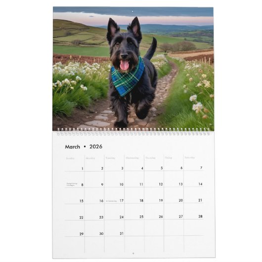 2026 SCOTTISH TERRIER CALENDAR カレンダー (3月 2026)