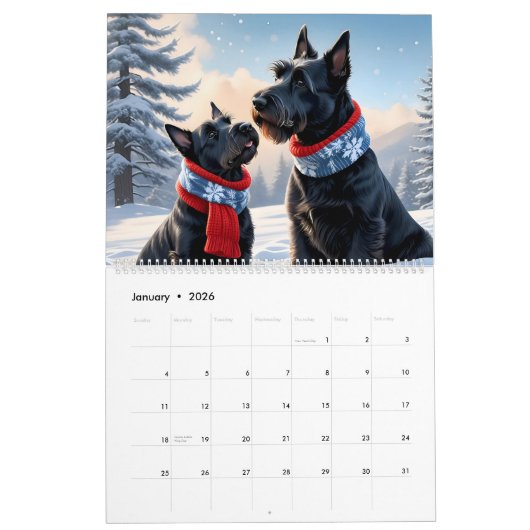 2026 SCOTTISH TERRIER CALENDAR カレンダー (1月 2026)
