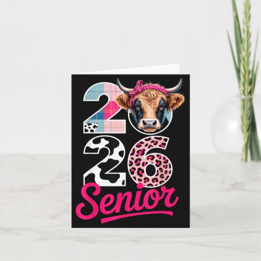 2026 Senior Cow Lovers Graduation Funny Cl Shirt F カード (正面)