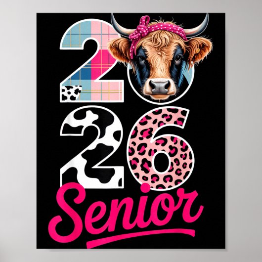 2026 Senior Cow Lovers Graduation Funny Cl Shirt F ポスター (正面)