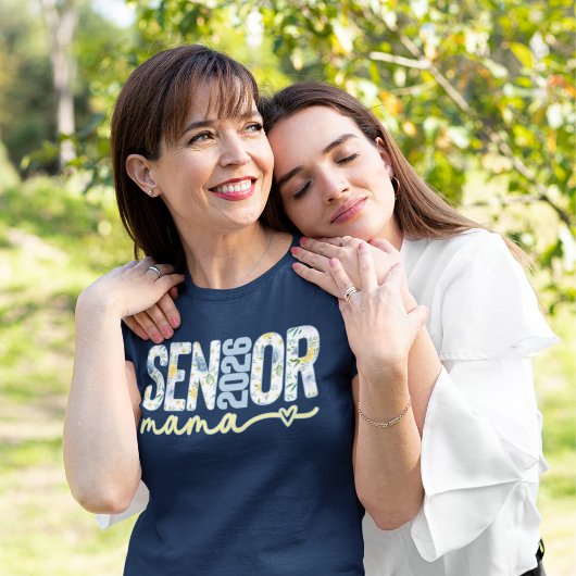2026 Senior Mama Blue and Yellow Floral Mother  トライブレンドＴシャツ