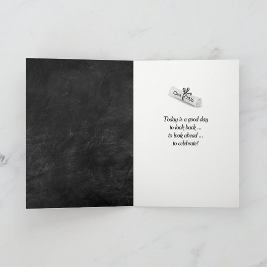 2026 Silver Graduation Laurel Wreath on Leather カード (内部)