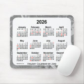 2026 Silver Holiday Art Calendar by Janz Mouse pad マウスパッド (マウス)