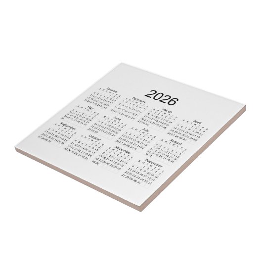 2026 Simple Minimalist Calendar タイル (側面)