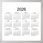 2026 Simple Minimalist Calendar ポスター (正面)