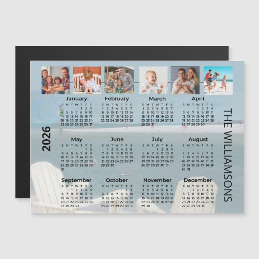 2026 Six Photos Beach Calendar Magnet  (正面/裏面)