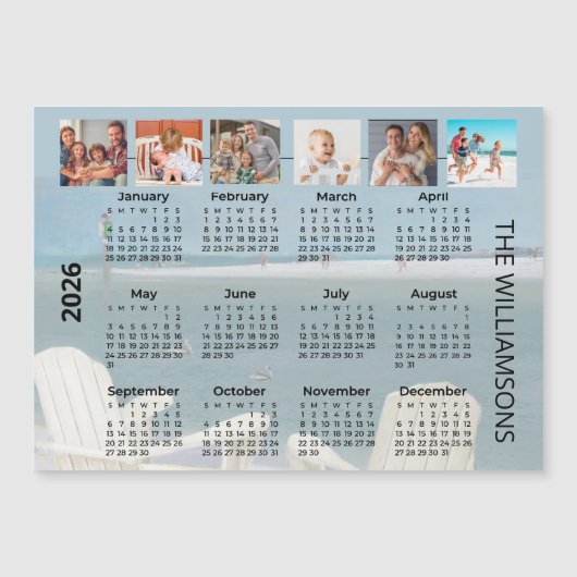 2026 Six Photos Beach Calendar Magnet  (正面)