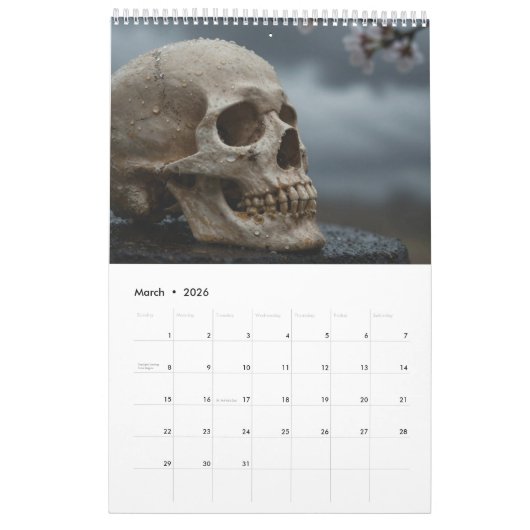 2026 Skull Art Calendar カレンダー (3月 2026)
