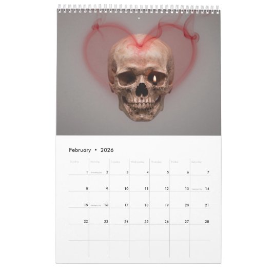 2026 Skull Art Calendar カレンダー (2月 2026)