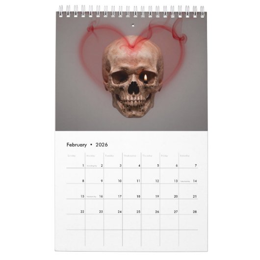 2026 Skull Art Calendar カレンダー (2月 2026)