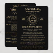 2026 Solar Eclipse Celestial Stars Black Fun Facts 招待状 (正面/裏面)