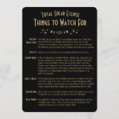 2026 Solar Eclipse Celestial Stars Black Fun Facts 招待状 (裏面)