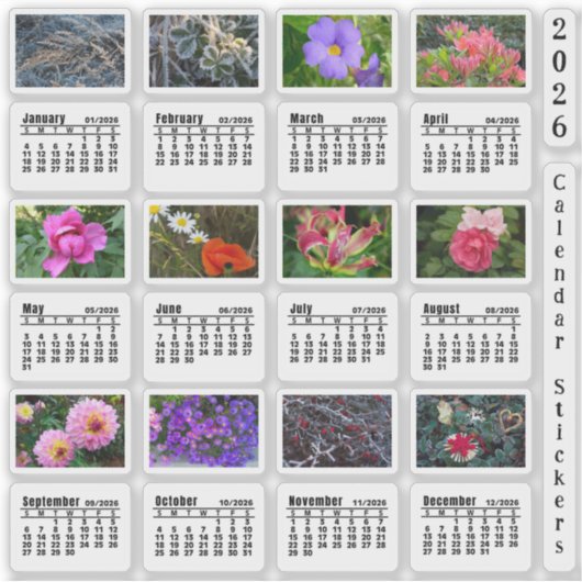 2026 SU Calendar Flower Custom-Cut Vinyl Sticker シール (正面)