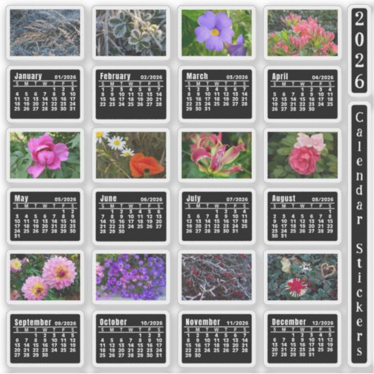 2026 SU Calendar Flower Custom-Cut Vinyl Sticker シール (正面)