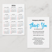 2026 Sunday Calendar Thank You Purchase 名刺 (正面/裏面)