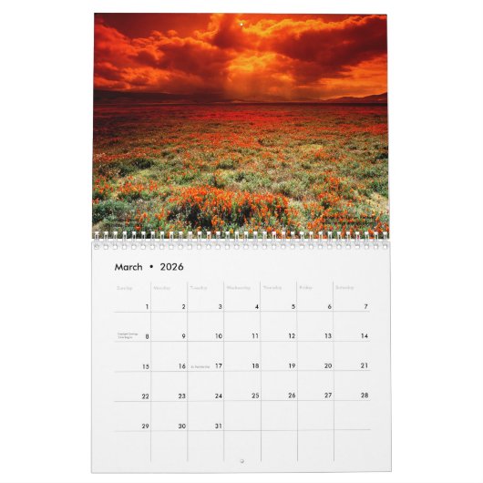 2026 Sunrise & Sunsets Calendar カレンダー (3月 2026)