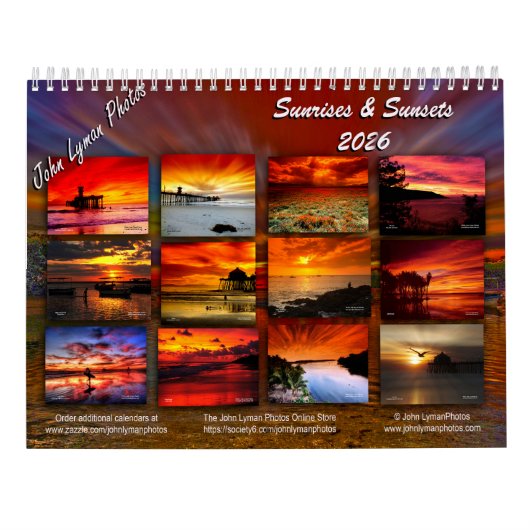 2026 Sunrise & Sunsets Calendar カレンダー (裏面)