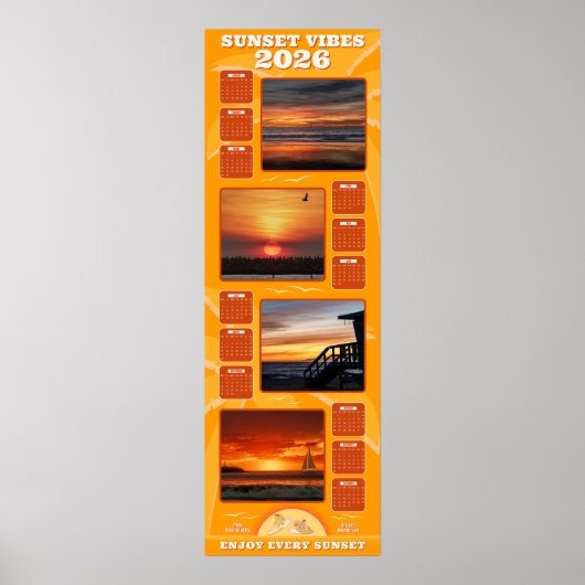 2026 Sunsets and Beach Vibes Calendar ポスター (正面)