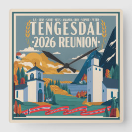 2026 Tengesdal Family Reunion スクエア壁時計