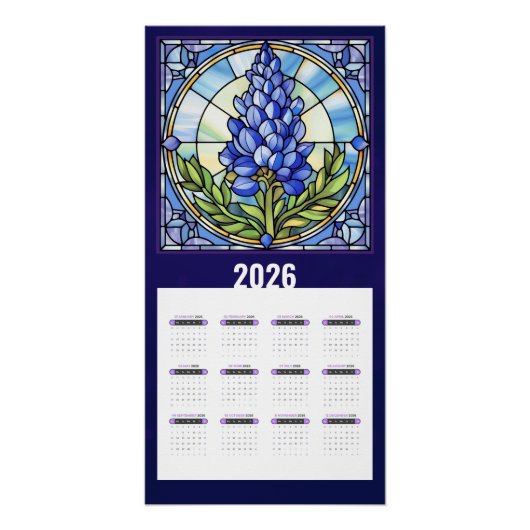 2026 Texas Bluebonnet Calendar ポスター (正面)