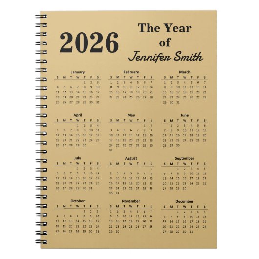 2026 The Year of [Your Name} Personalized Notebook ノートブック (正面)