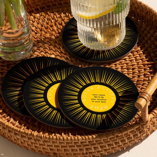 2026 Total solar eclipse your text personalized ラウンドペーパーコースター