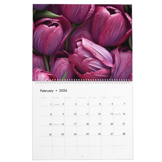 2026 Tulips Wall Calendar カレンダー (2月 2026)