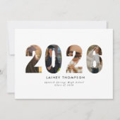 2026 Typography 4 Image Graduation Announcement 招待状 (正面)