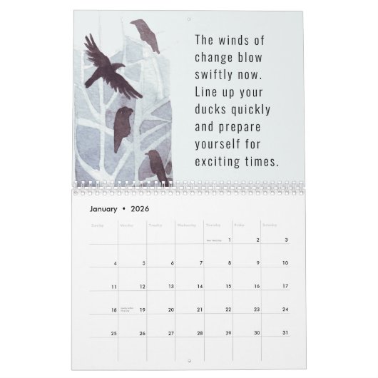 2026 Universal Year of Change Motivational カレンダー (1月 2026)
