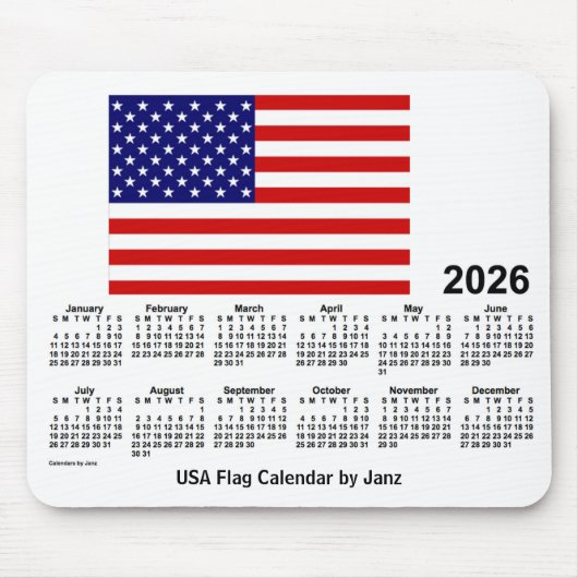 2026 USA国旗のカレンダー(Janz Mouse pad) マウスパッド (正面)