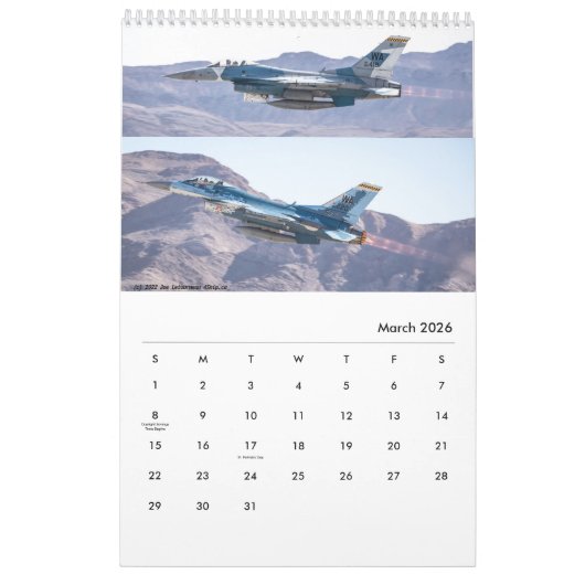 2026 USAF Calendar カレンダー (3月 2026)