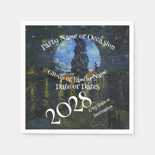 2026 Vacation Trip Tour Road Dinner Wine Ship Date スタンダードカクテルナプキン (正面)