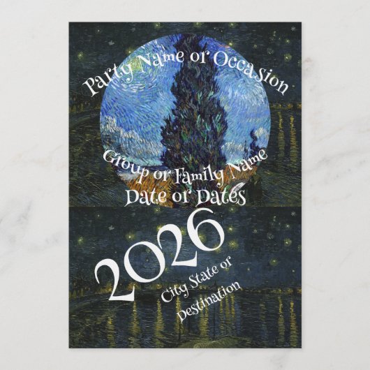 2026 Vacation Trip Tour Road Dinner Wine Ship Date 招待状 (正面)