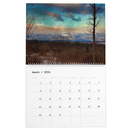 2026 Vermont Calendar カレンダー (3月 2026)