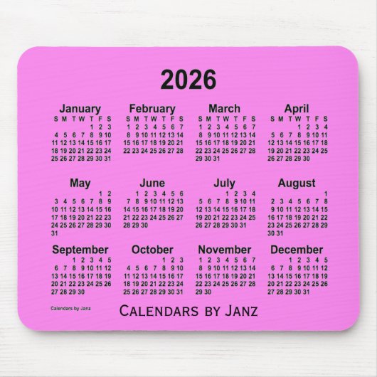 2026 Violet Calendar by Janz Mouse pad マウスパッド (正面)