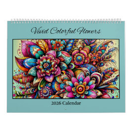 2026 Vivid Colorful Flowers Calendar カレンダー