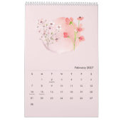 2026 Watercolor Flower Calendar カレンダー (2月 2027)