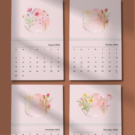2026 Watercolor Flower Calendar カレンダー