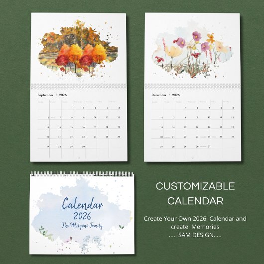 2026 Watercolor Landscape Calendar | Scenic Nature カレンダー