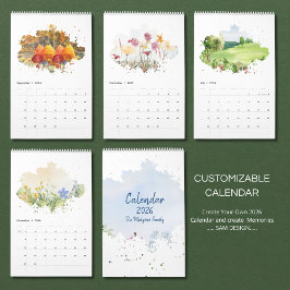 2026 Watercolor Landscape Calendar | Scenic Nature カレンダー